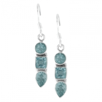 925 sterling silver blue topaz dangle earrings